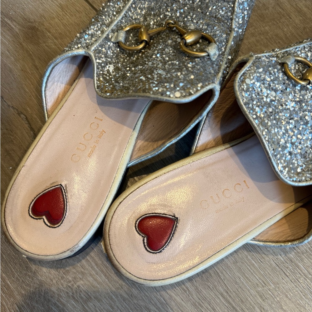 Gucci Silver Glitter Princetown slippers Mules - Picture 5 of 8